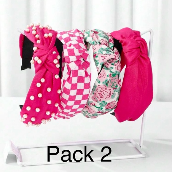Valentine’s Day headbands NWT PACK OF 4 (pack 1 of 4 red or pack 2 of 4 pink) - Picture 2 of 7
